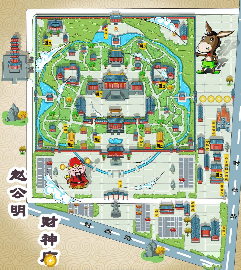 眉山寺庙类手绘地图